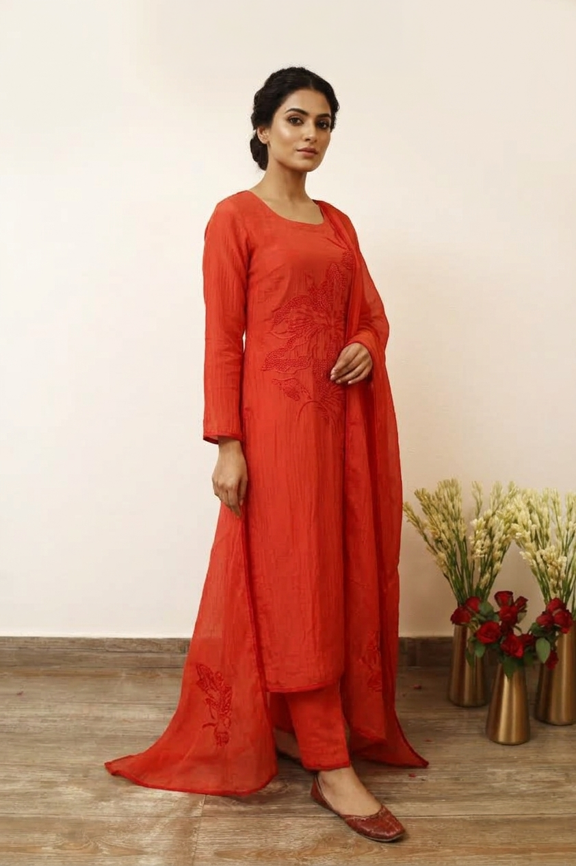 Crimson Lily Embroidered Muslin Co-ord Set